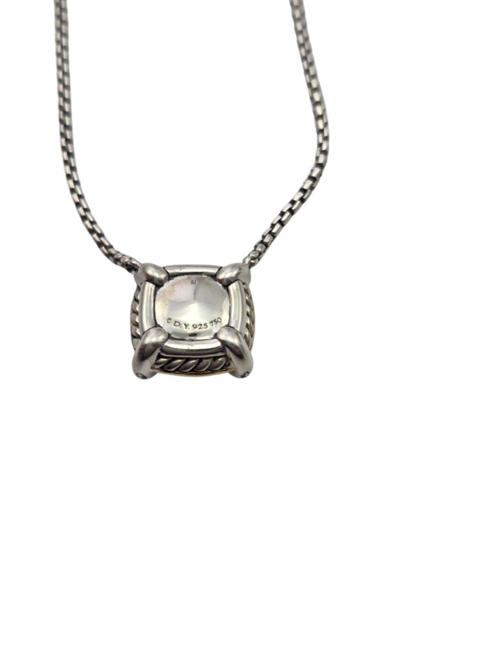 David Yurman Sterling 18K Gold Petite Chatelaine Garnet Diamond Necklace #24815 - Picture 3 of 10